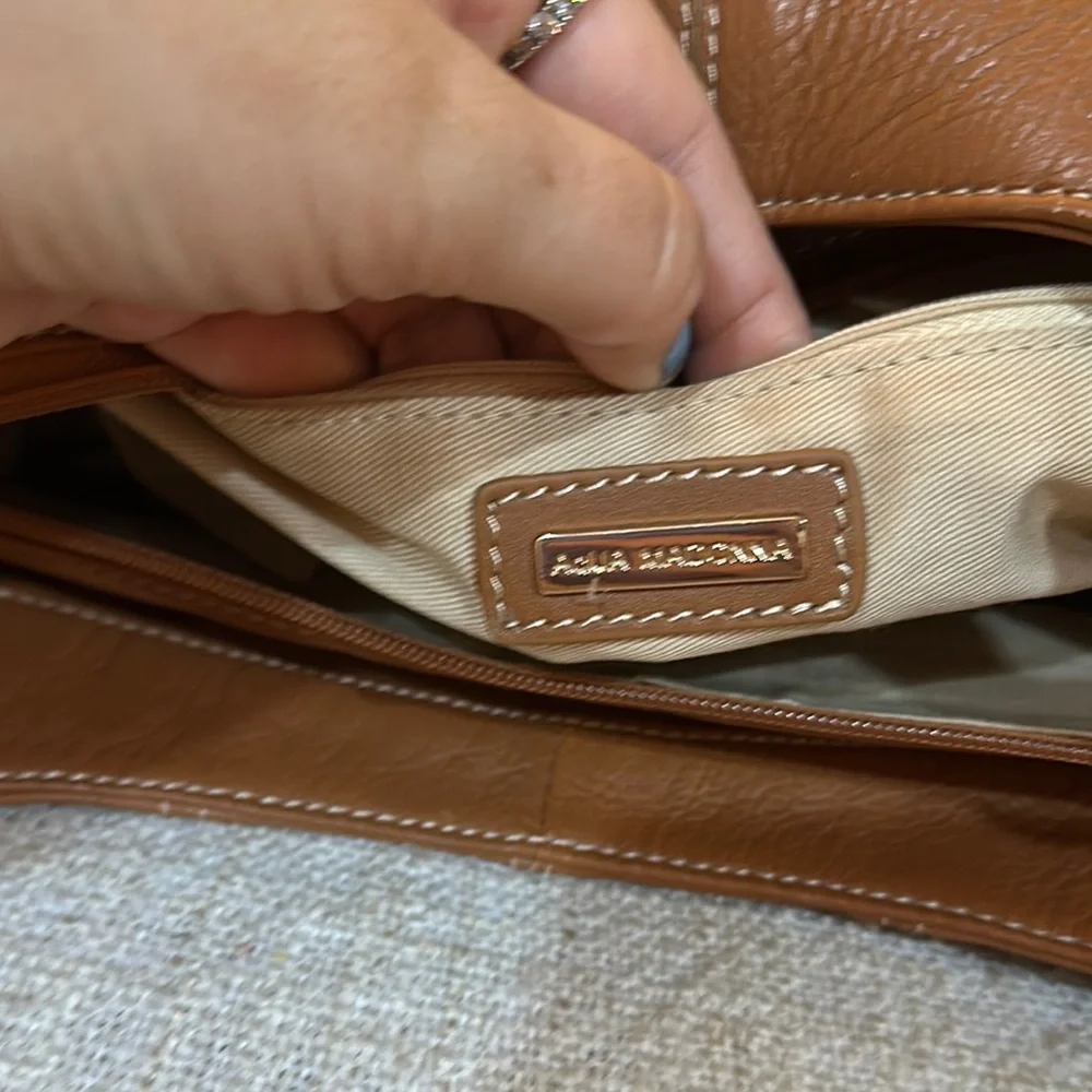 Aqua Madonna Tan and Cream Hobo Bag